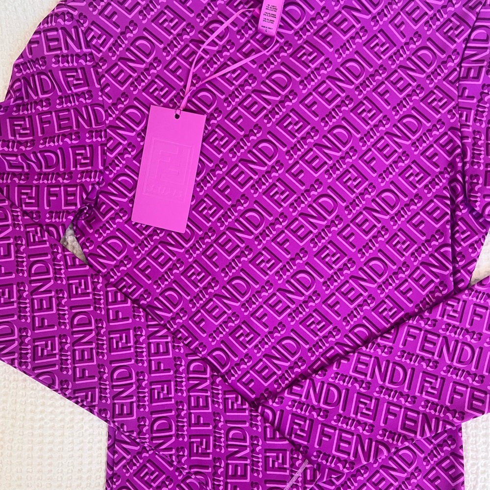 SKIMS X FENDI LS purple mock bodysuit